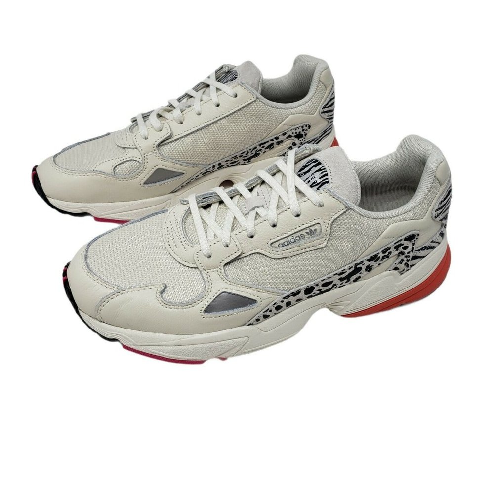 adidas Falcon Sneakers Off White Leopard Print Orange Womens Size 11 NEW - Picture 9 of 14